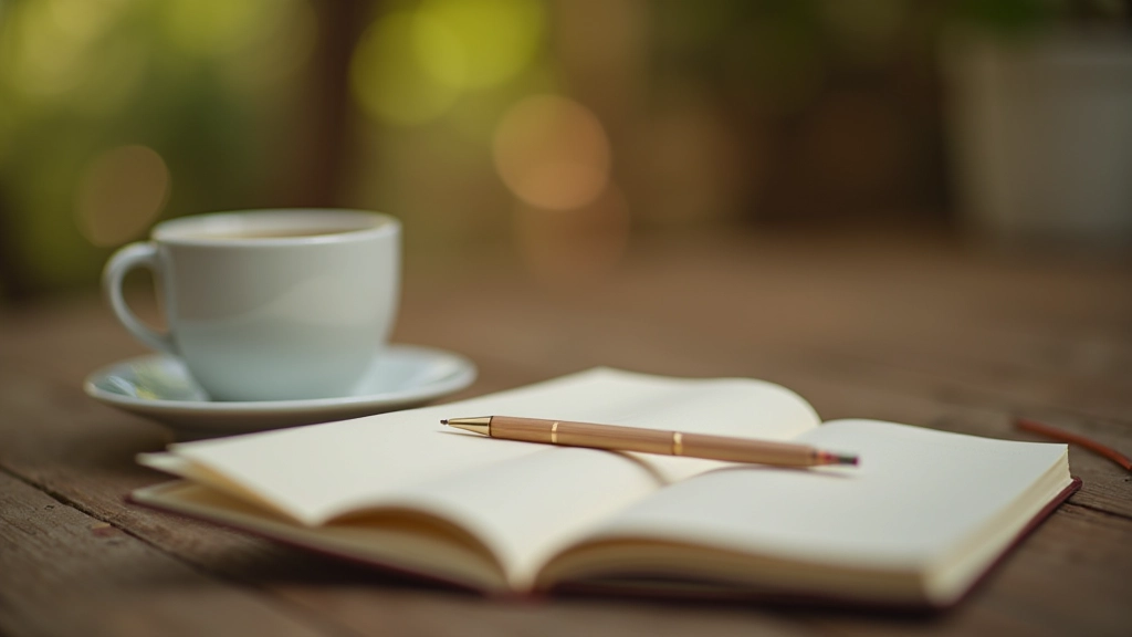 Intention setting meditation practice with journal and pen